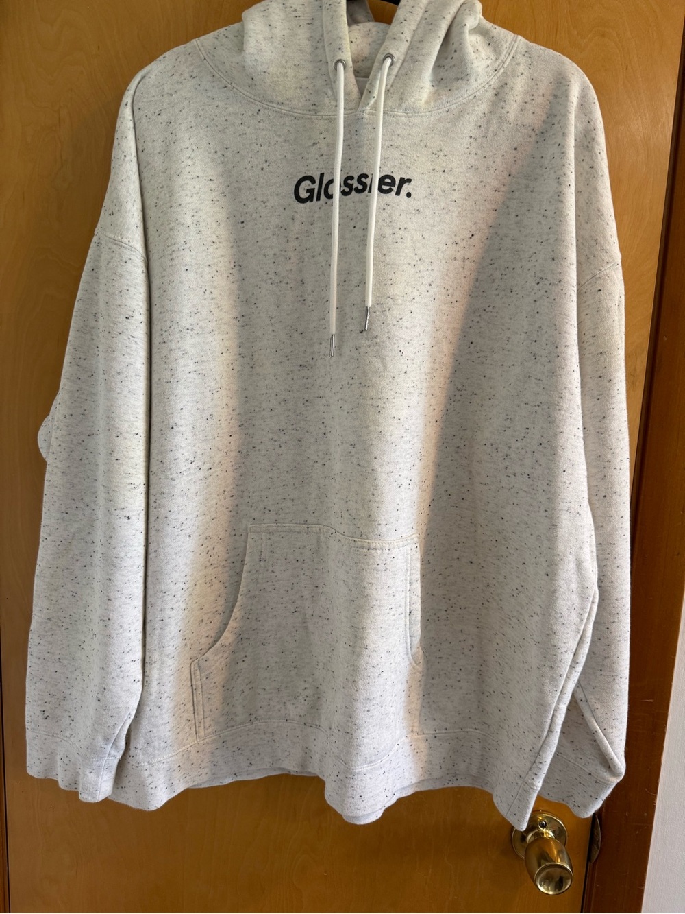 Glossier Black and White Speckled Hoodie Sweatshirt
